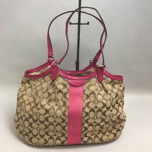 Barbie Pink lined Coach Signature Shoulder Bag D1461-F28503